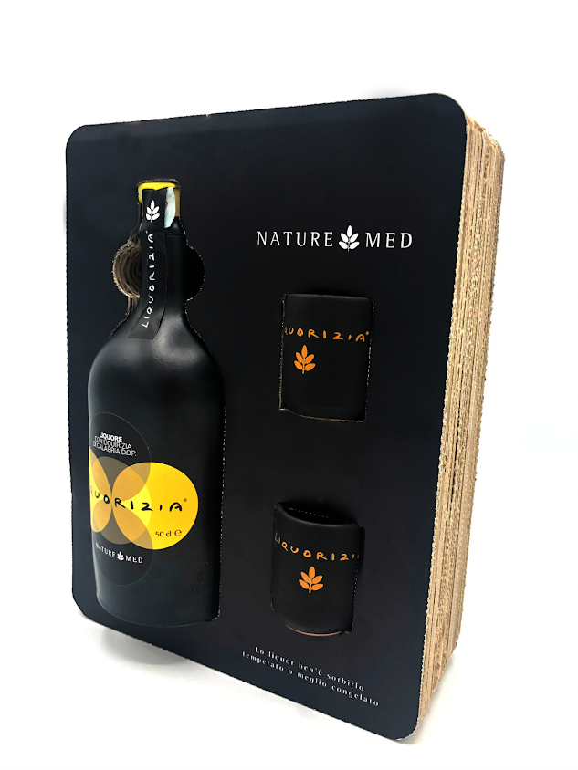 liquorizia, liquore di liquirizia + 2 bicchieri gialli