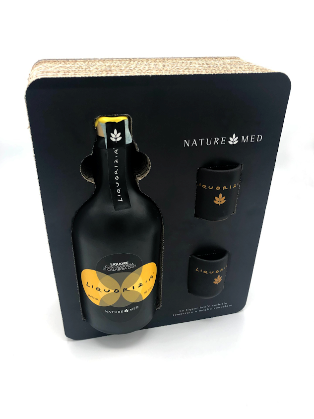 liquorizia, liquore di liquirizia + 2 bicchieri gialli - immagine 2